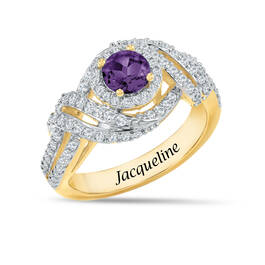 Personalized Genuine Birthstone Swirl Ring 10904 0014 b february