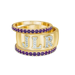Brilliant Trio Birthstone Diamond Ring Set 12595 0014 b february