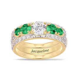 Personalized Genuine Birthstone Ring Set 12549 0011 e may