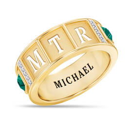 Personalized Birthstone Initials Ring 11010 0013 f may