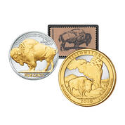 Platinum Gold Buffalo Coin and Stamp set 11749 0011 a main