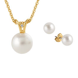 Diamond Dewdrop Pearl Necklace Earring Set 12214 0015 a main