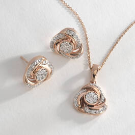Loveknot rose gold pendant earrings 11142 0246 c set