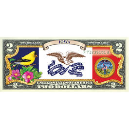State Bird and Flower Enhanced $2 Bill Collection 11346 0026 a lowa