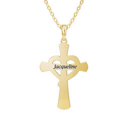 Heart of Faith Personalized Diamond Cross Pendant with FREE Matching Earrings 12242 0011 c back