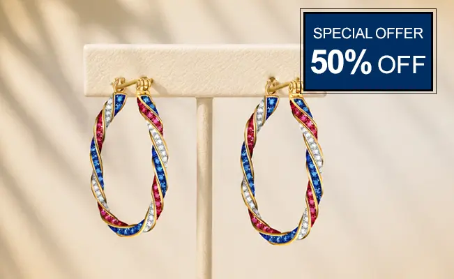 america the beautiful  hoops earring special offer 50% off