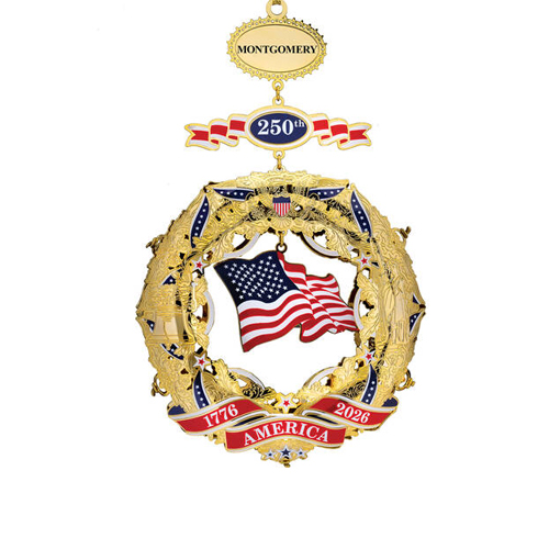usa 250 personalized gold ornament