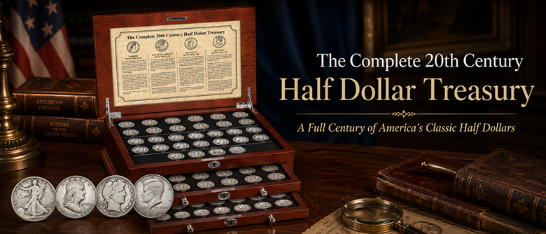 The Complete 20th Century Half Dollar Treasury display chest