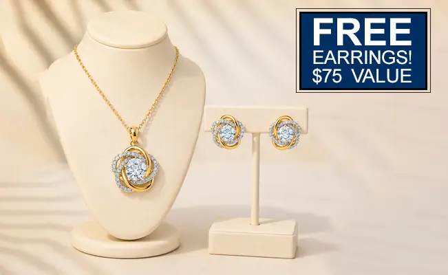 love knot pendant with free earrings 75 value